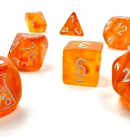 Chessex BOREALIS 7-DIE SET BLOOD ORANGE/WHITE LUMINARY