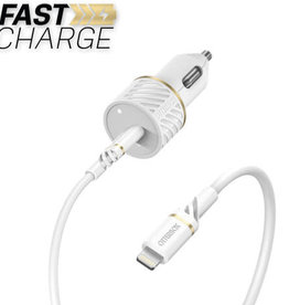 Otterbox Fast Charge PD Car Charger USB-C 20W w/Lightning Cable 3.3 ft Cloud Dust (White)