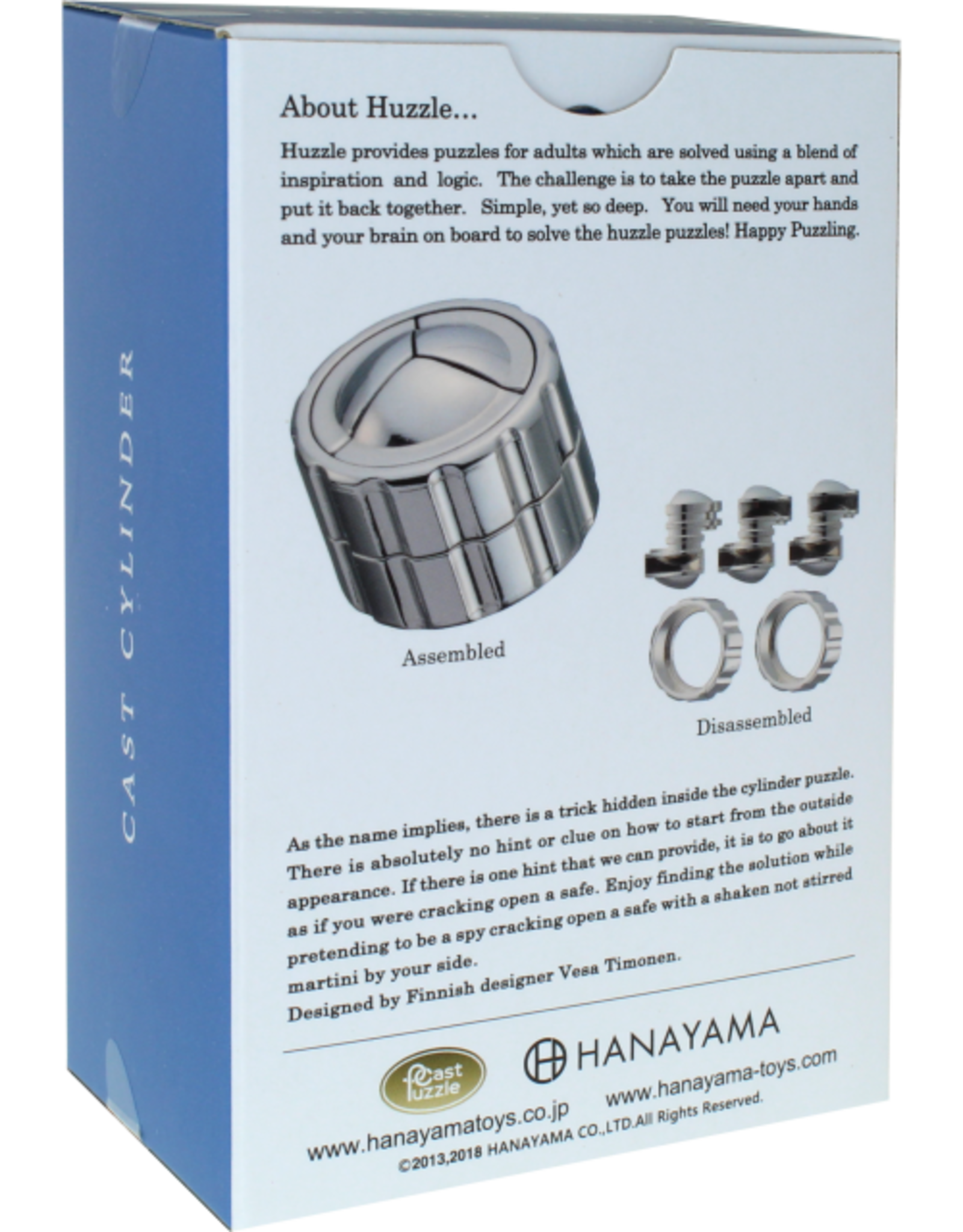 Cylinder Puzzle - Hanayama Cast Metal Puzzle - Difficulty Level 4/6