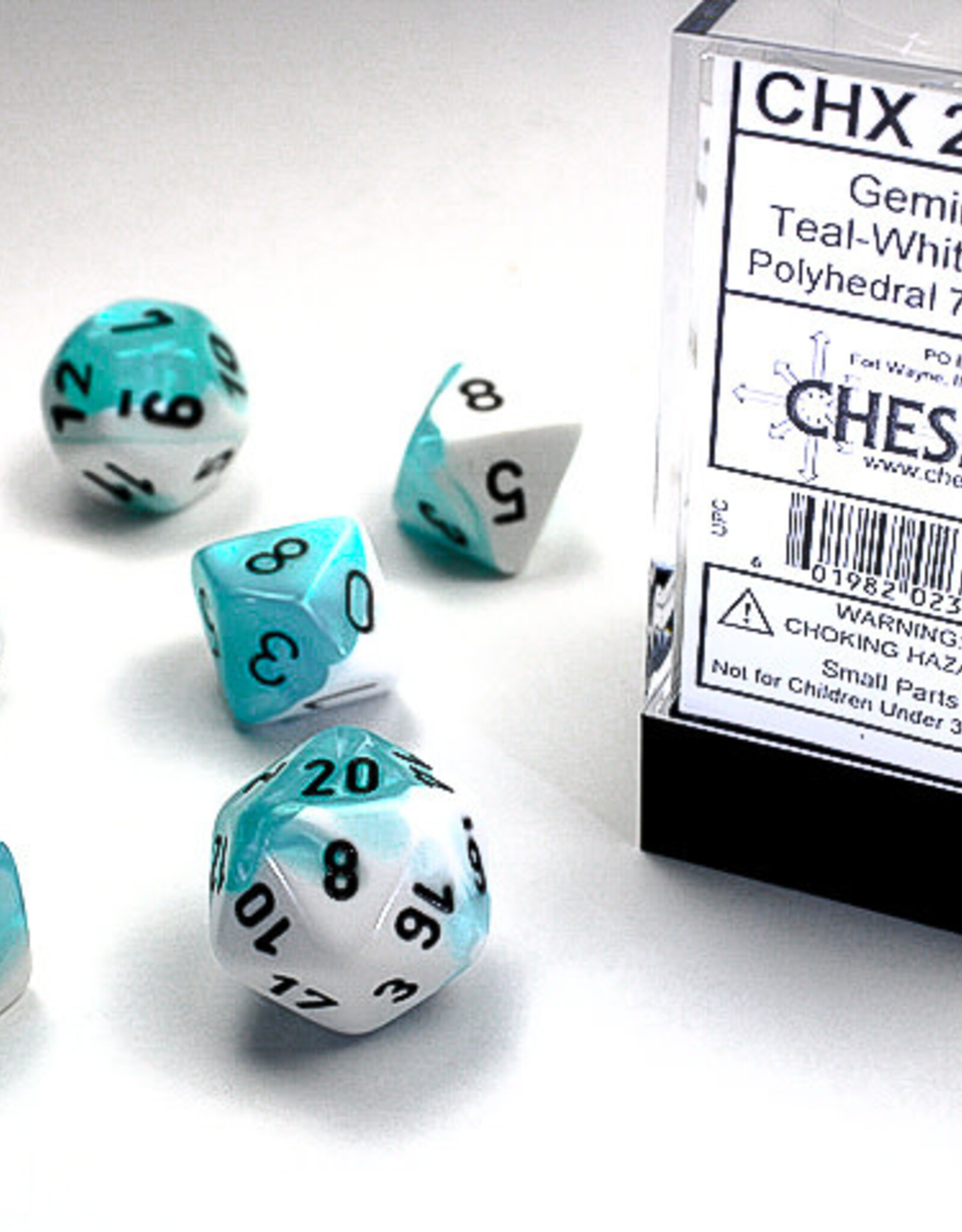 Chessex Chessex Gemini Dice (7) Teal-White/Black