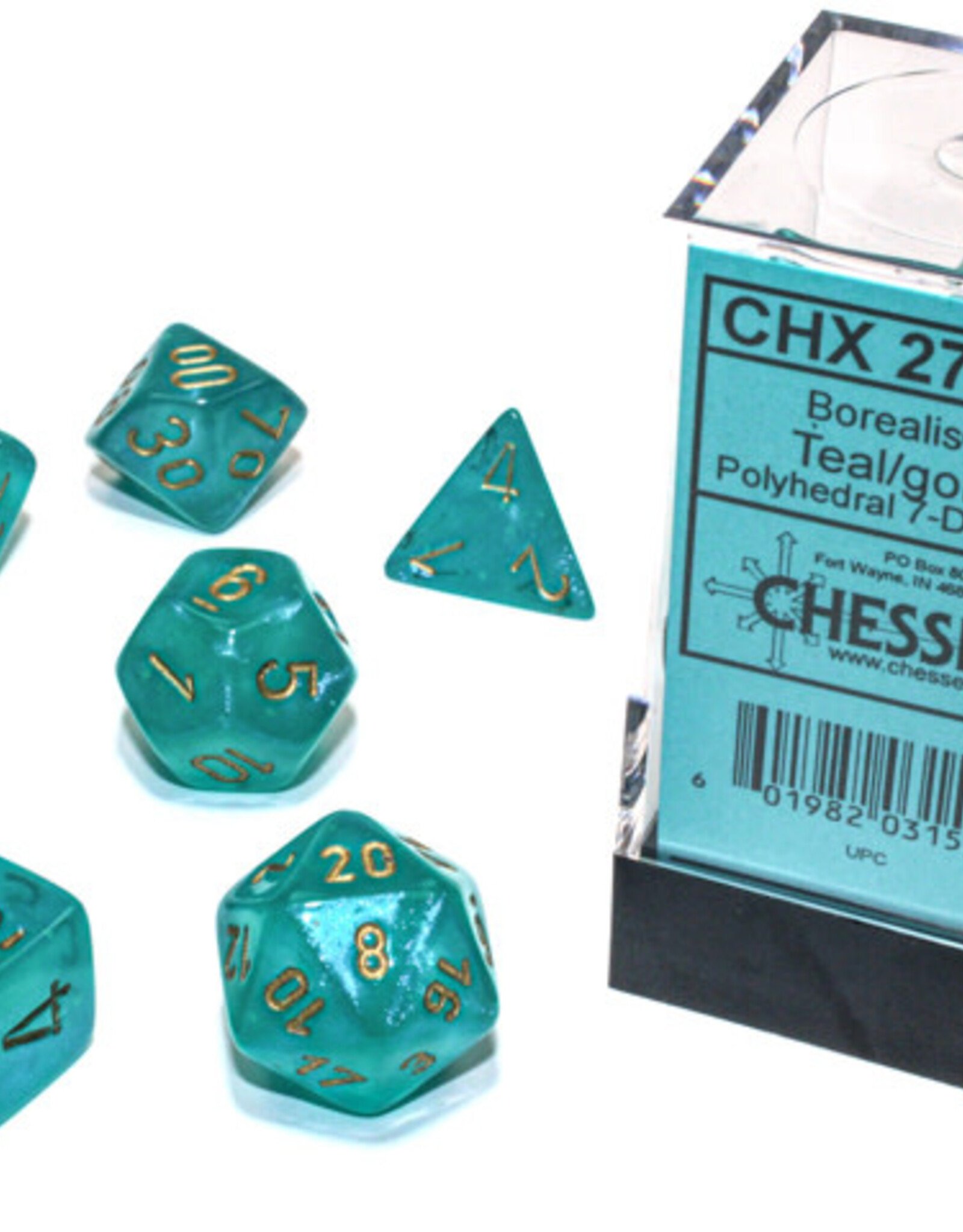 Chessex BOREALIS 7-DIE SET TEAL/GOLD LUMINARY