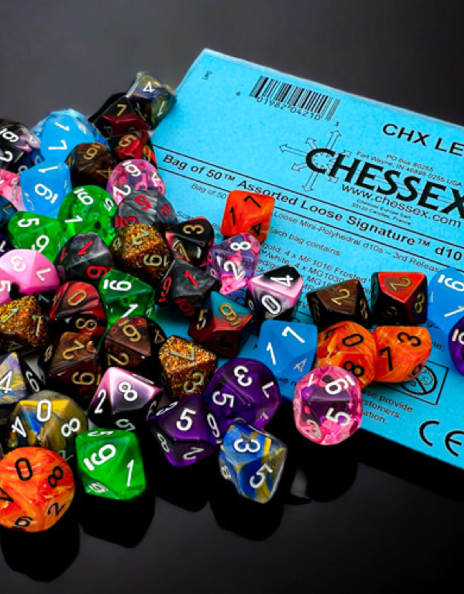 BAG OF 50 MINI POLYHEDRAL ASSORTED D10 3RD EDITION