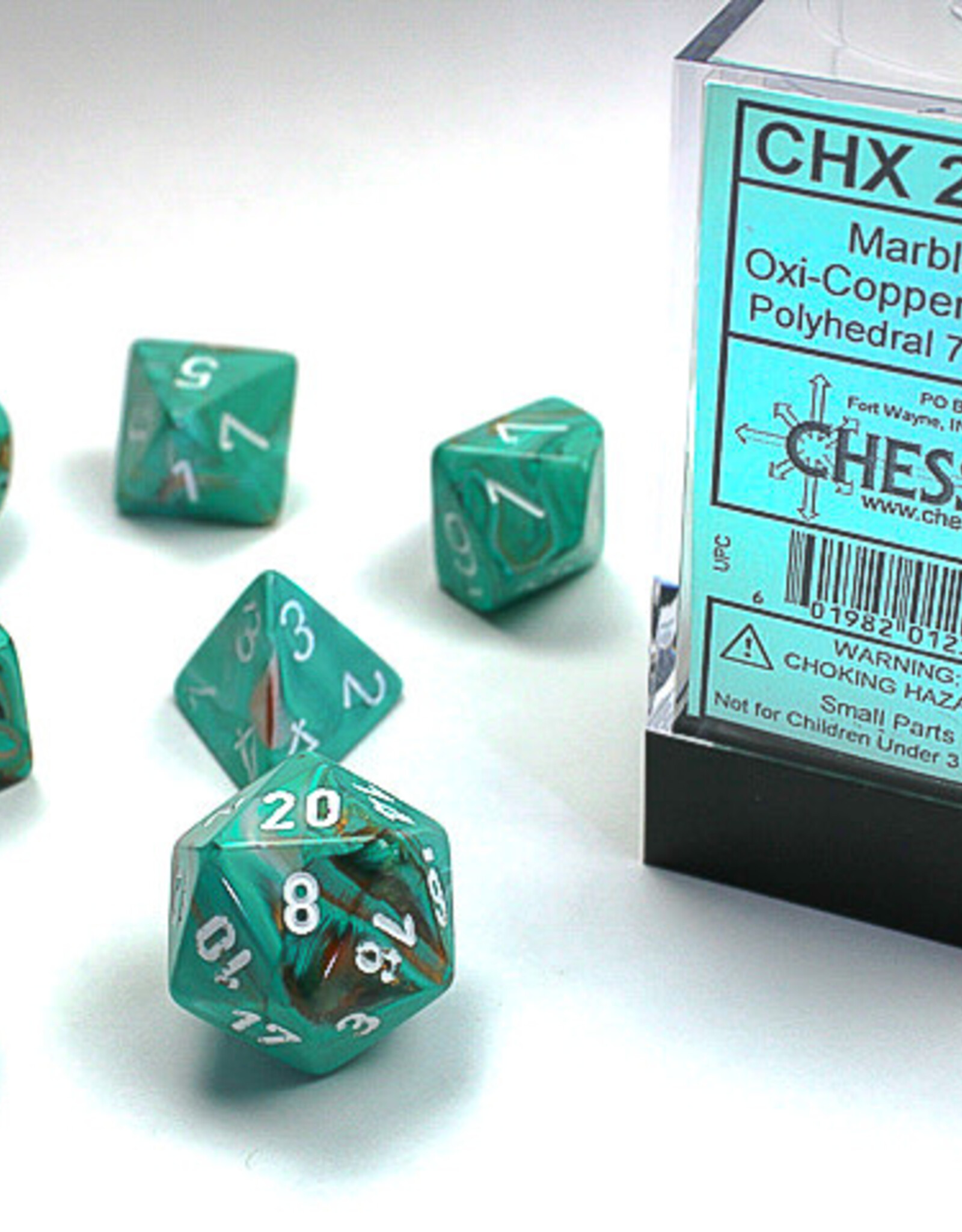 Chessex MARBLE 7-DIE SET OXI-COPPER/WHITE