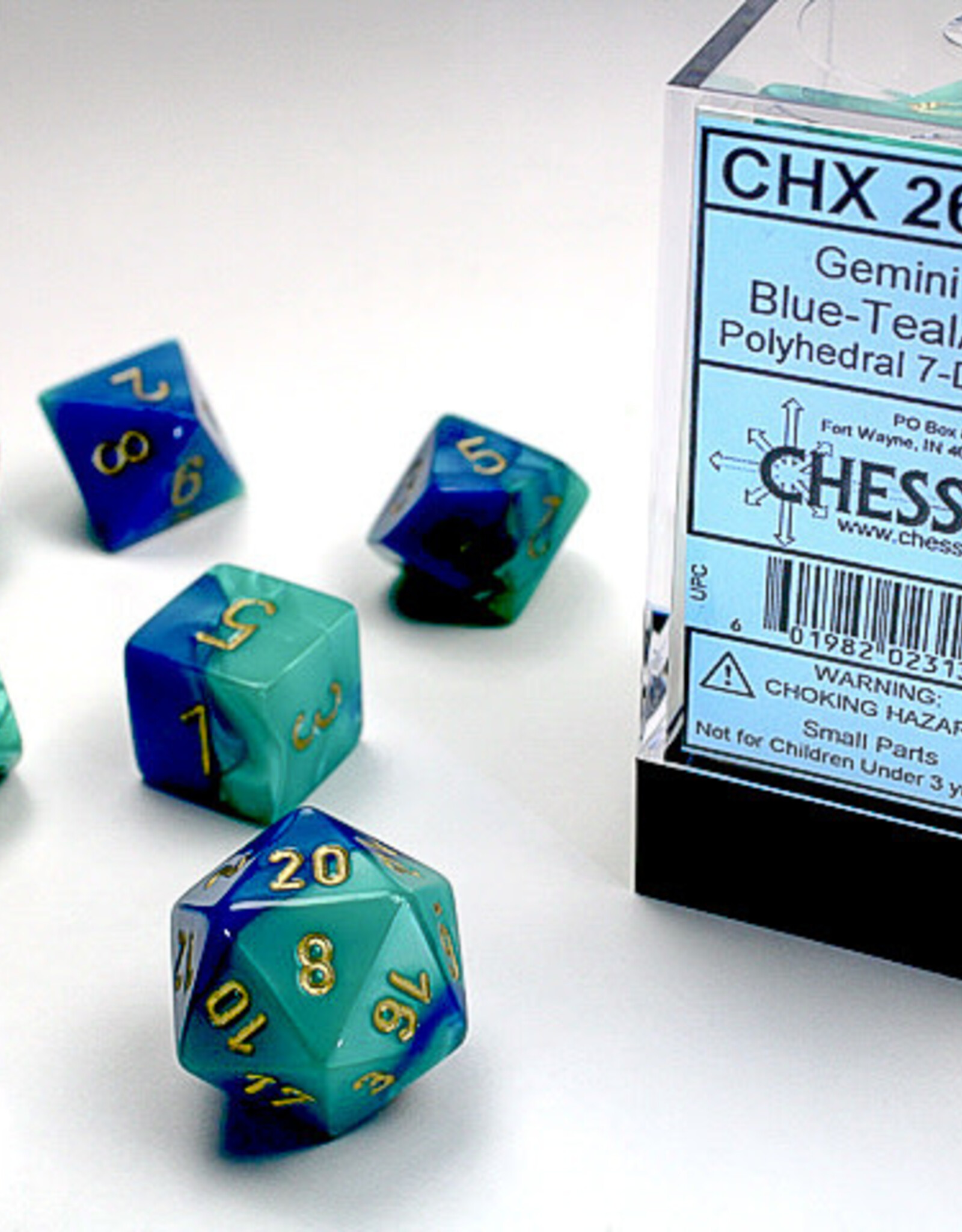 Chessex GEMINI 7-DIE BLUE-TEAL/GOLD