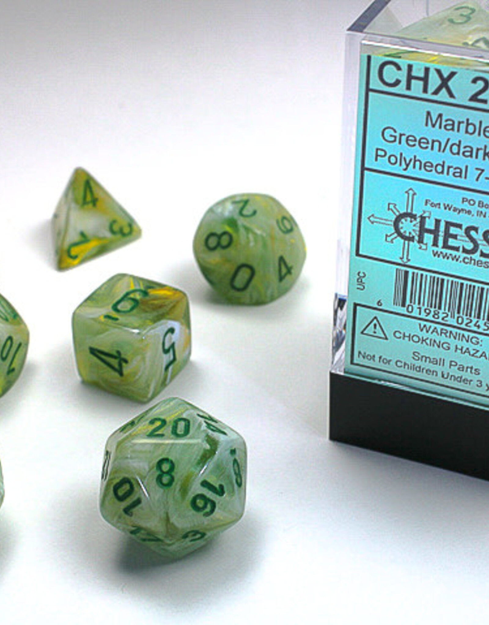 Chessex MARBLE 7-DIE SET GREEN/DARK GREEN