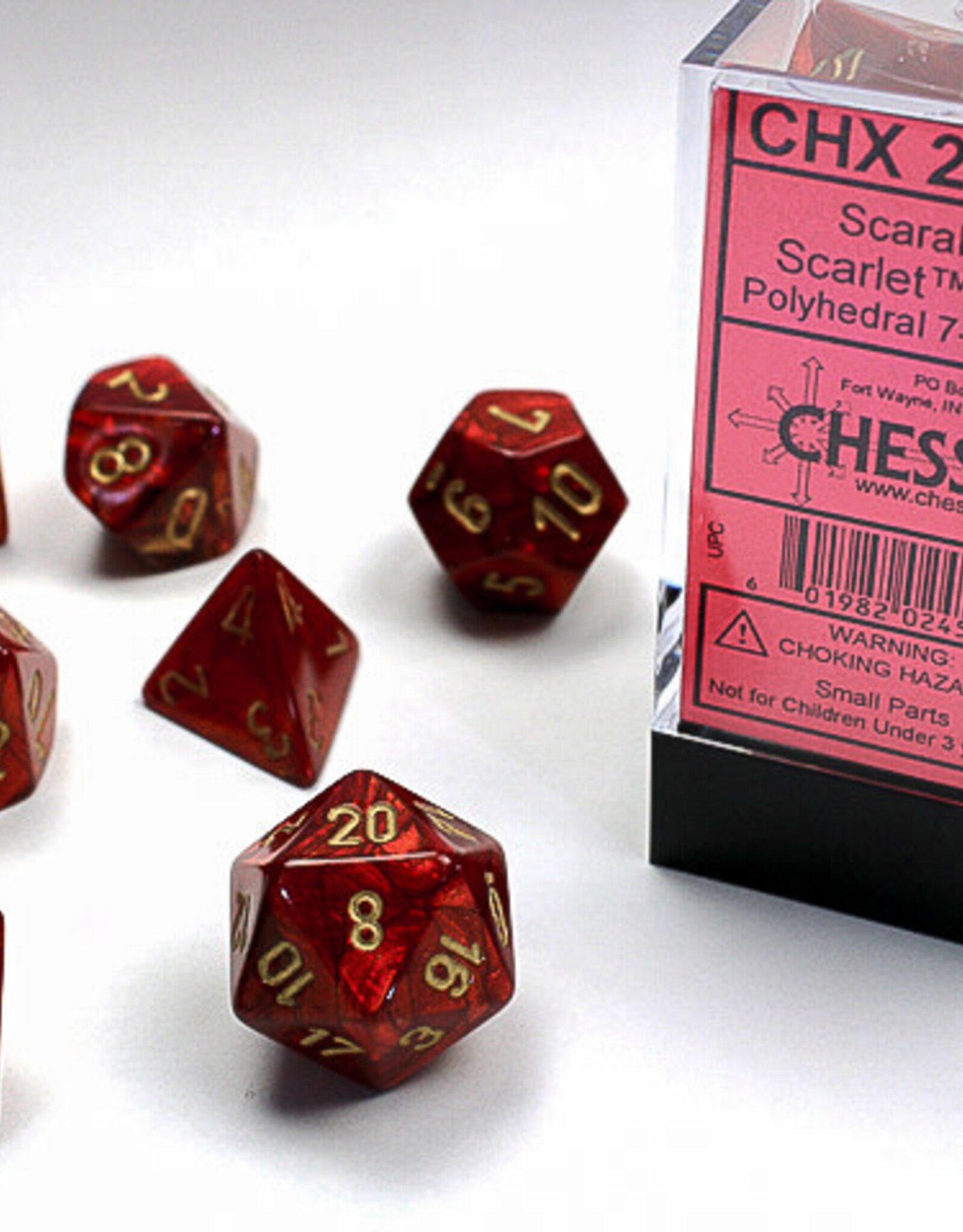 Chessex Chessex Scarab Dice (7) Scarlet/Gold