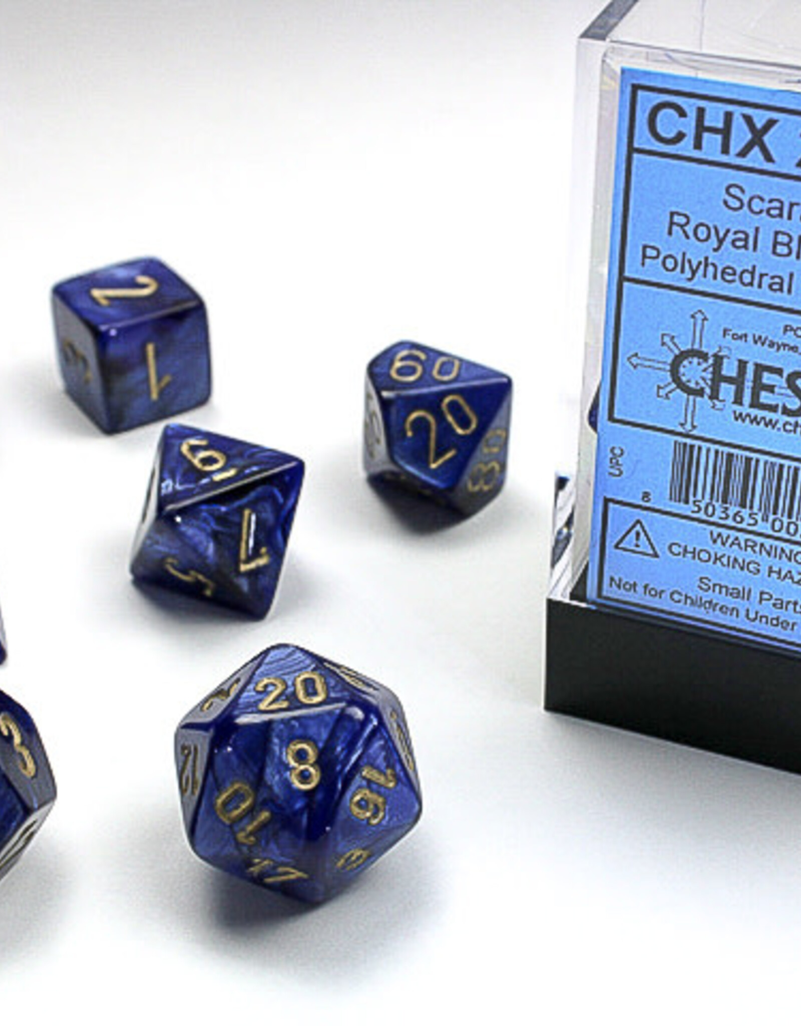 Chessex Chessex Scarab Dice (7) Royal Blue/Gold