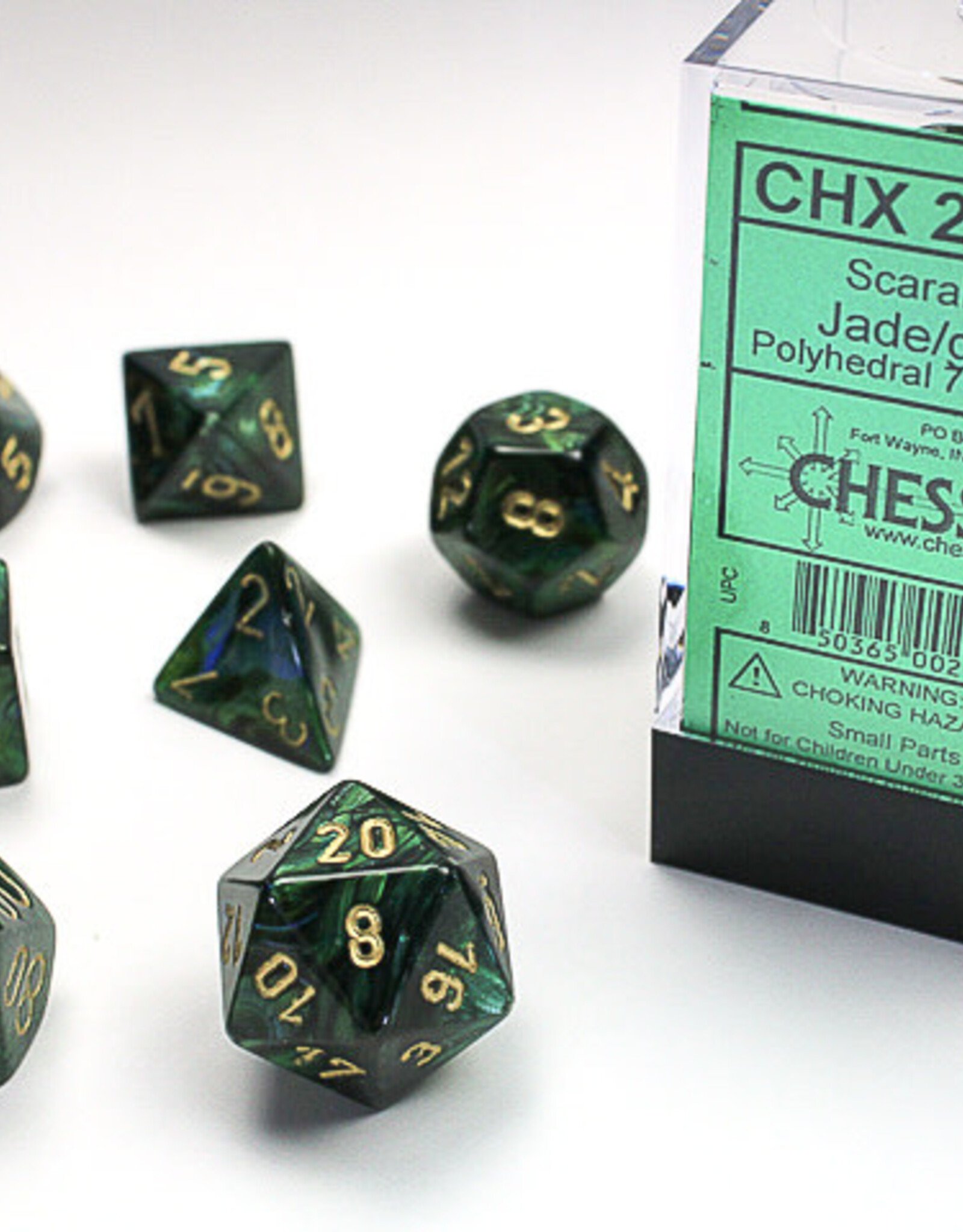 Chessex Chessex Scarab Dice (7) Jade/Gold