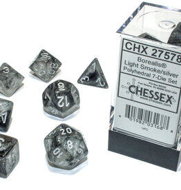 Chessex BOREALIS 7-DIE SET LIGHT SMOKE/SILVER  LUMINARY