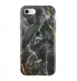 iPhone SE (2022/2020)/8 Uunique Black/Gold Nutrisiti Eco Printed Marble Back Case