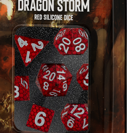 SILICONE 7 DICE SET DRAGON STORM RED  SCALES