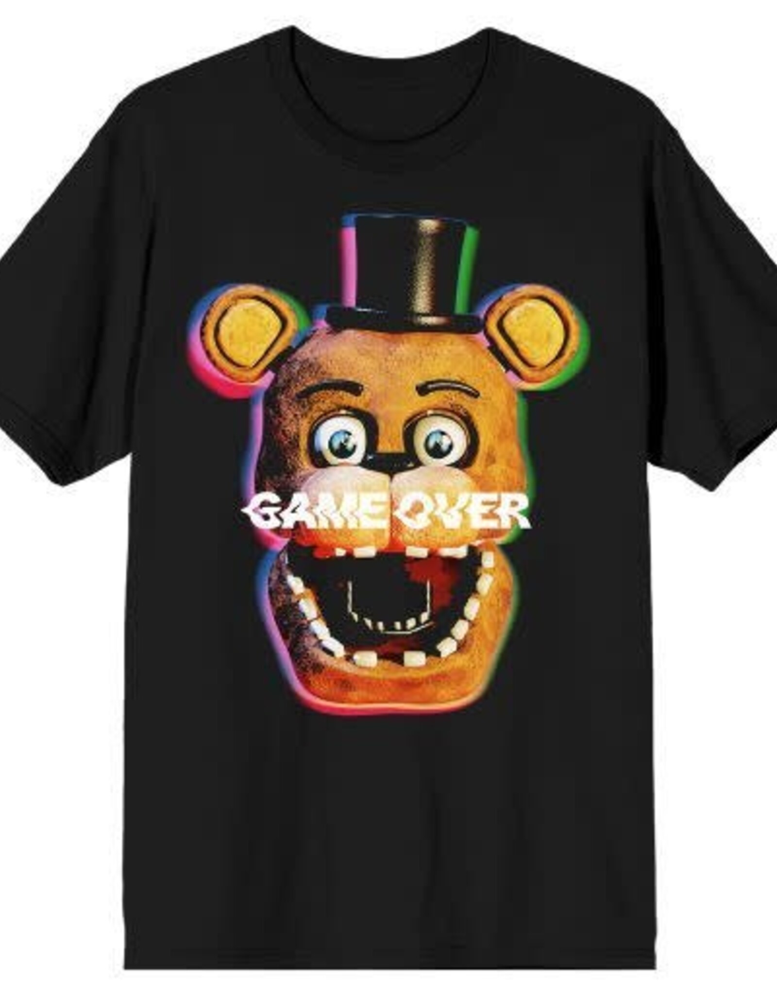 FIVE NIGHTS AT FREDDYS - Freddys Face Game Over Mens Black Tee XL