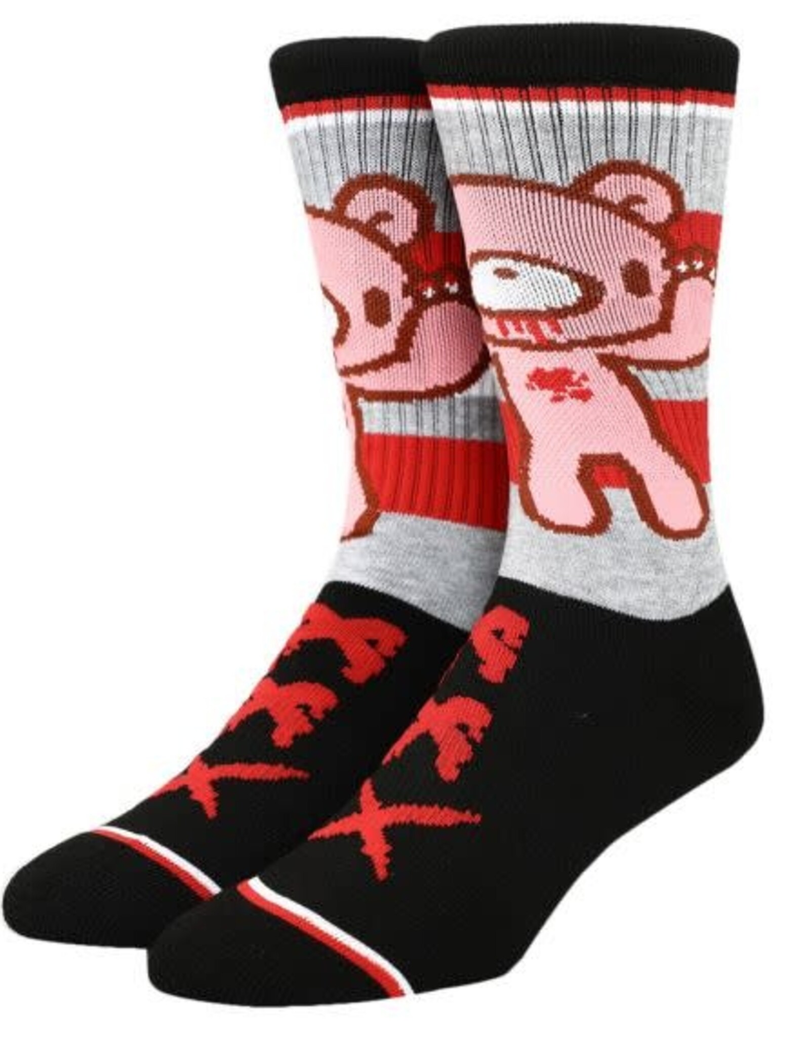 Gloomy Bear - Gray and Black Athletic Crew Socks