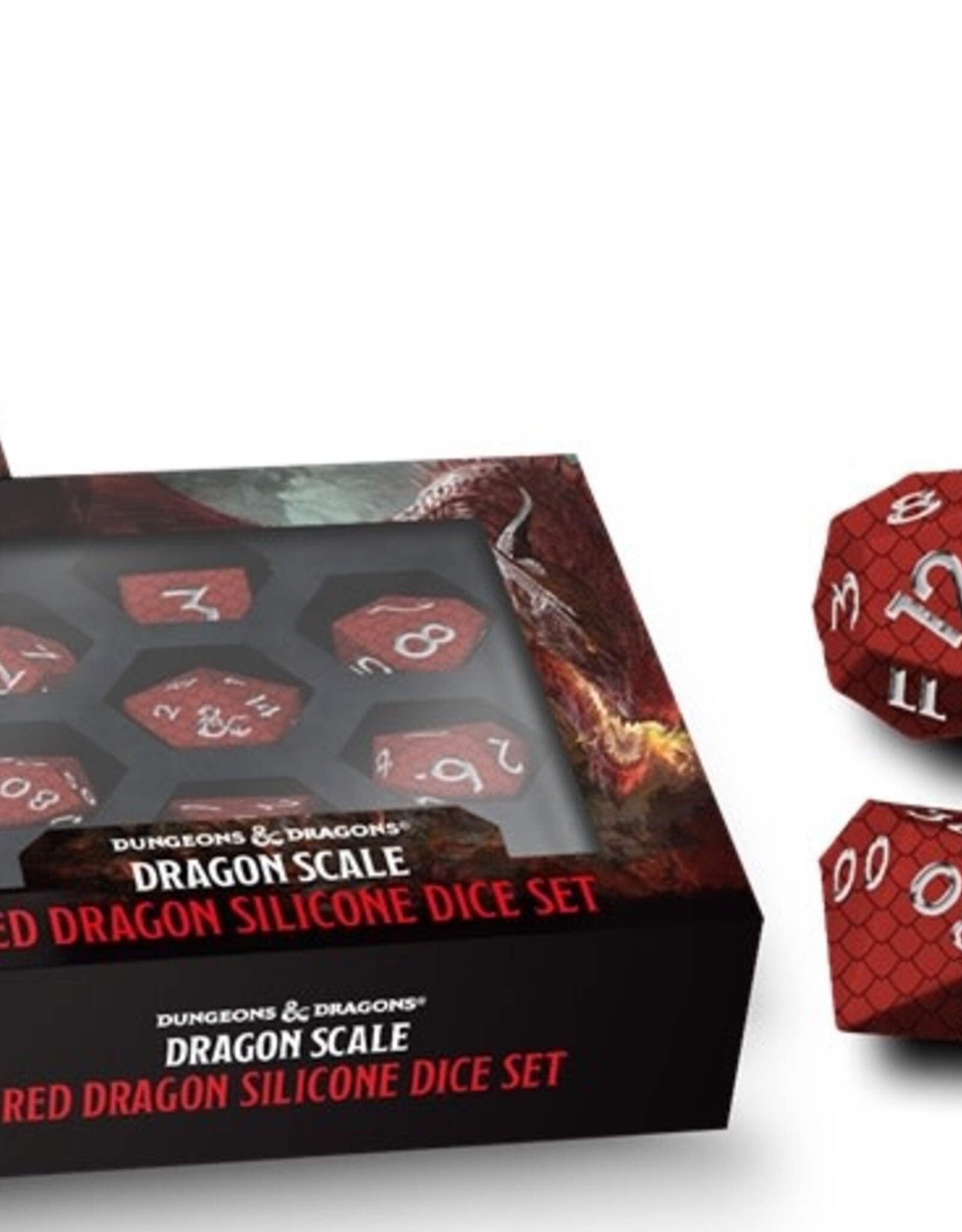 DND SILICONE 7 DICE SET DRAGON SCALE RED