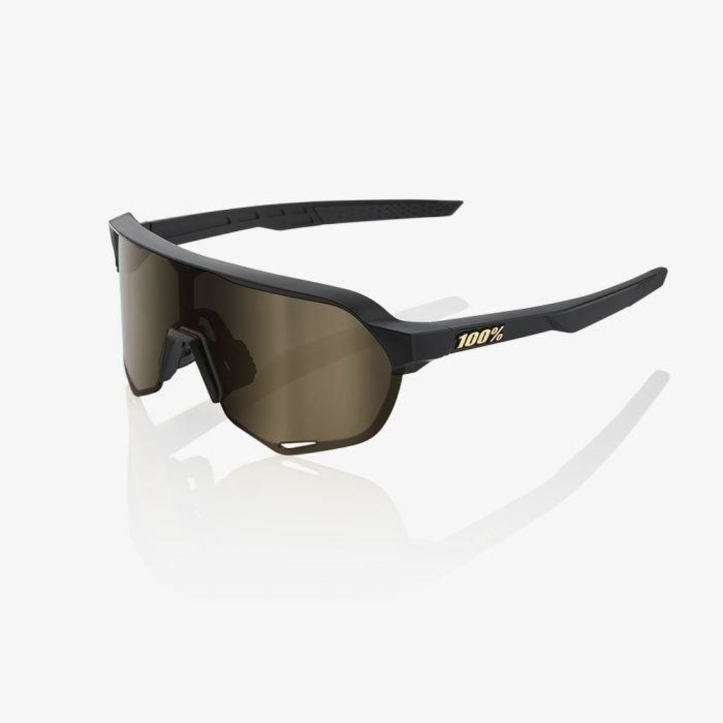100% Eyewear 100 S2 Sunglasses Black Frame Gold Lens