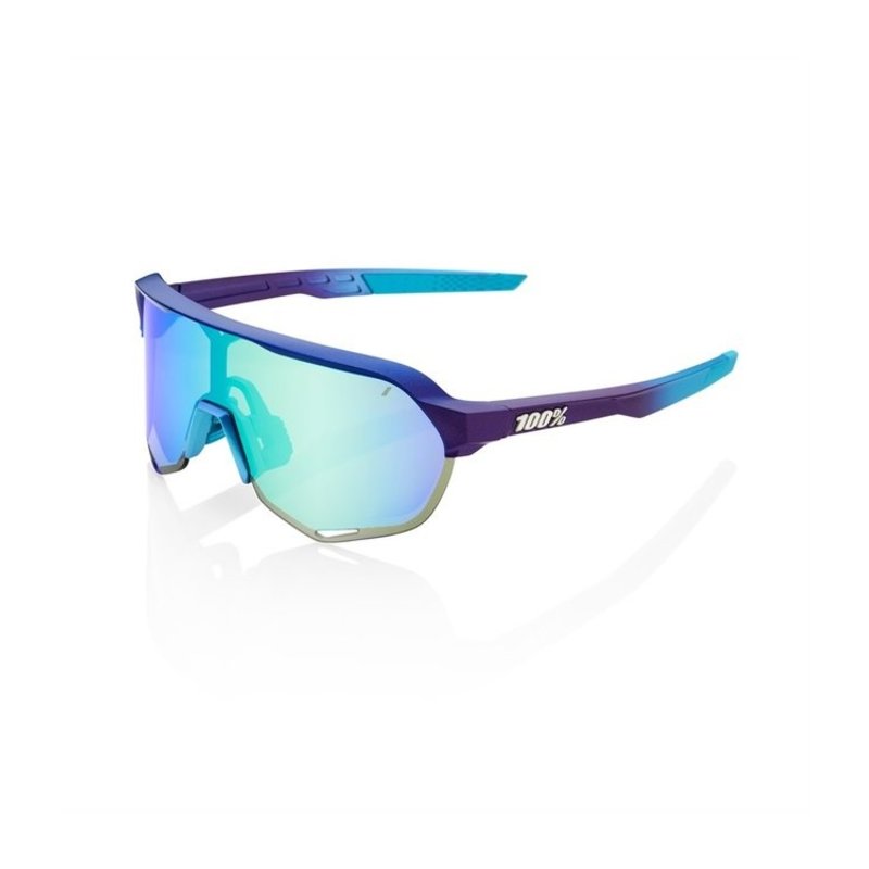 100% 100% S2 Sunglasses, Matte Metallic Into the Fade frame - Blue Topaz Multilayer Mirror Lens
