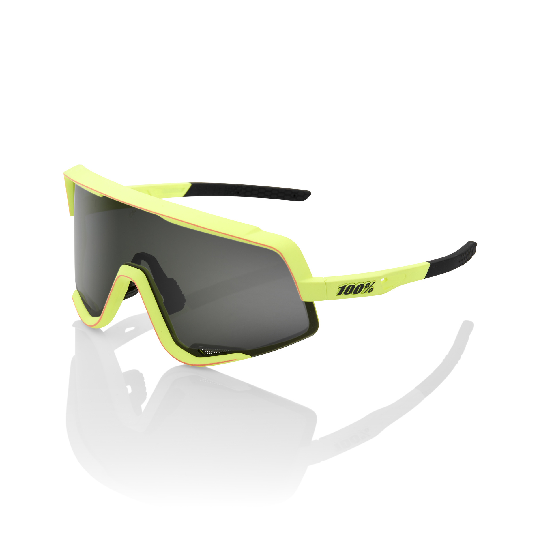 100% 100% Glendale Sunglasses, Matte Washed Out Neon Yellow frame - Smoke Lens