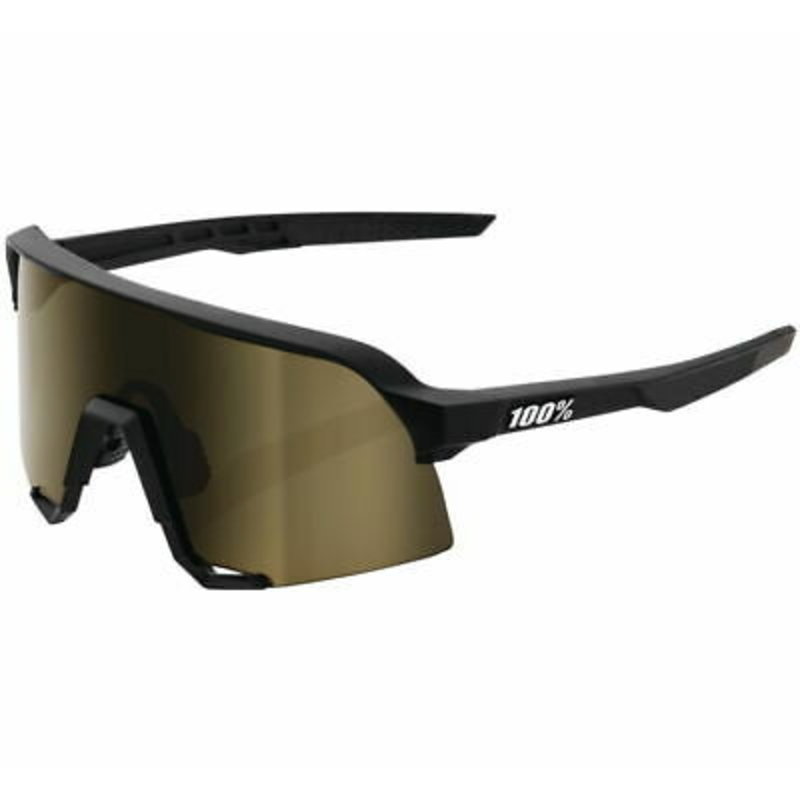 100% 100% S3 Sunglasses, Soft Tact Black frame - Soft Gold Mirror lens