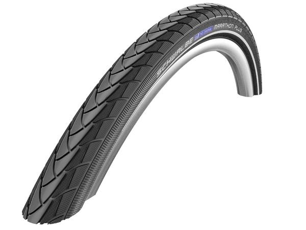 Schwalbe Marathon Plus Tire, Black, w/Reflective Strip, Smart Guard, Endurance, Wire