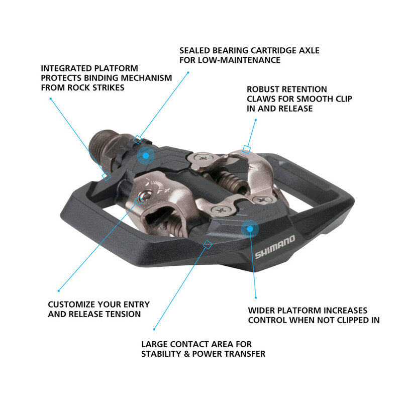 Shimano Pédales, PD-ME700, SPD, sans reflecteur, avec clip (SM-SH51)