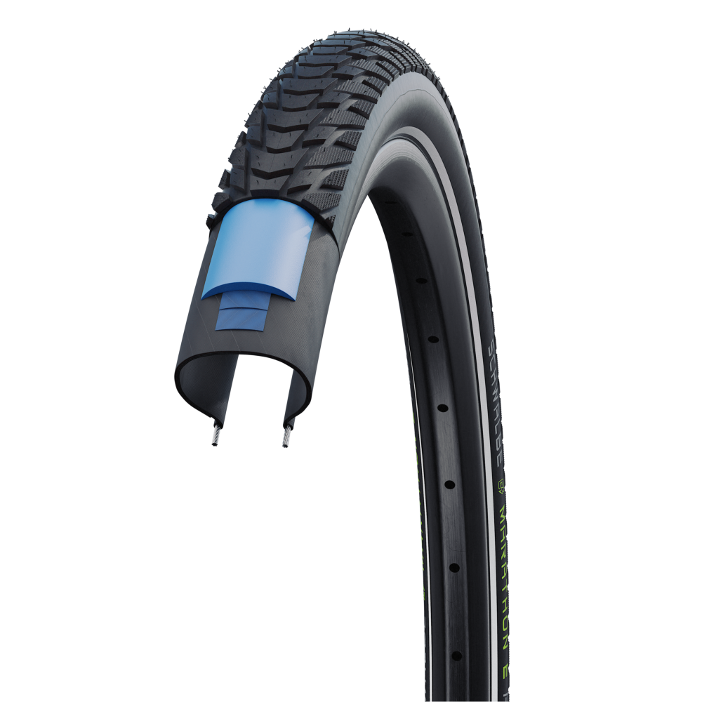 Schwalbe Pneu hybride, Marathon E-Plus, Rigide, Tringle, Endurance, SmartGuard, 67TPI, Noir