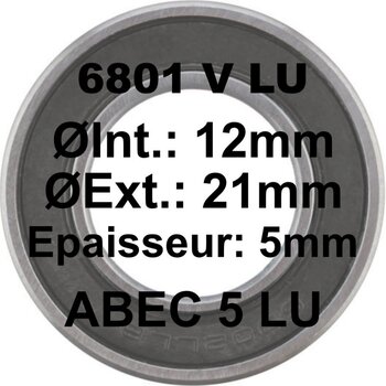 Roulement scellé, 6801, 12x21x5 Max