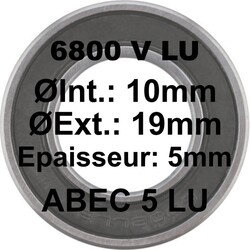 Roulement scellé, 6800, 10x19x5 Max