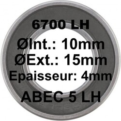 Roulement Scellé, 6700,LH 10x15x4