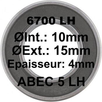 Roulement Scellé, 6700,LH 10x15x4