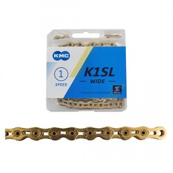 KMC Chaine 1 vitesse K1 SL Wide x 100L, Single Speed, Ti Gold