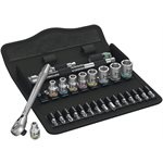 Wera Jeu Cliquet Zyklop en métal, levier d'inversion à carré 1/4", 28 pièces