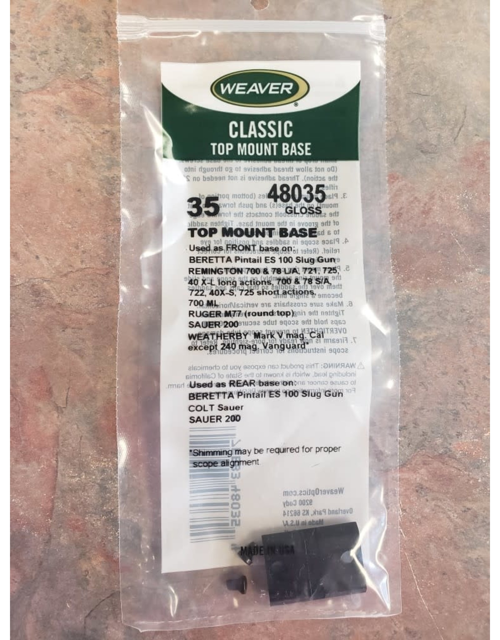 WEAVER WEA CLASSIC TOP MOUNT BASE