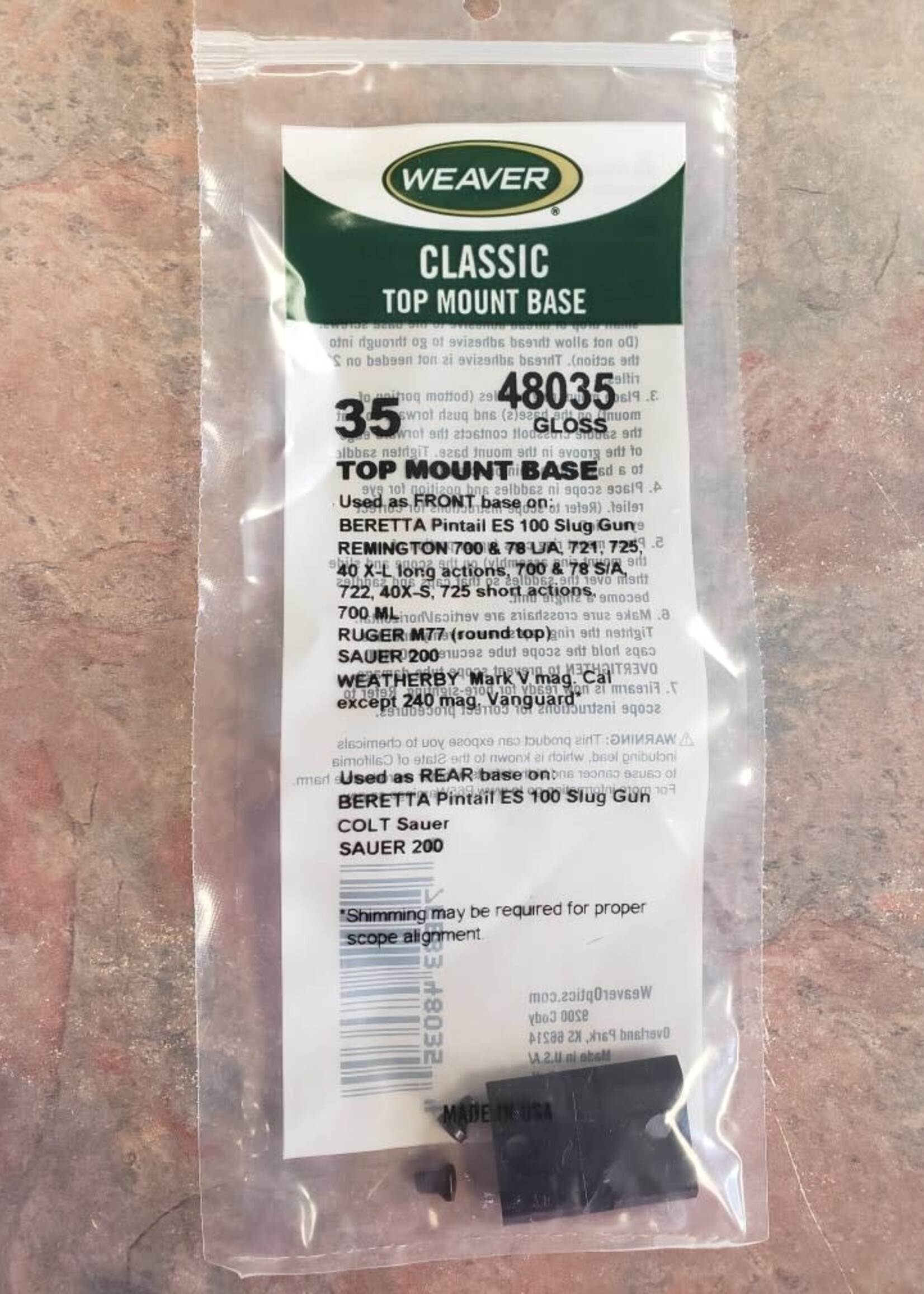 WEAVER WEA CLASSIC TOP MOUNT BASE