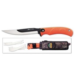 OUTDOOR EDGE OE RAZORMAX ORANGE FIXED KNIFE W/ EXTRA BLADES & CAMO SHTH