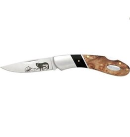 ELK RIDGE ER WOLF ENGRAVE STAINLESS/WOOD FOLDING KNIFE