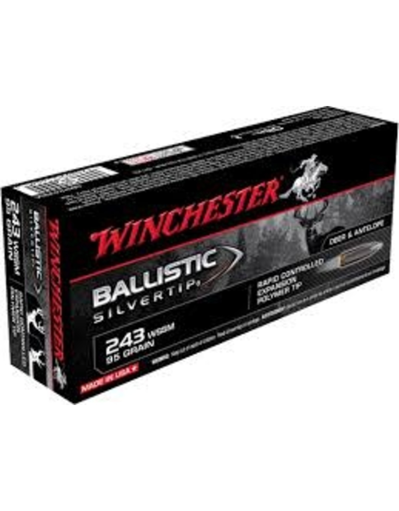 WINCHESTER WIN BALLISTIC SILVERTIP 243 WSSM 95GR RAPID CONTROL EXPANSION POLY TIP BALLISTIC SILVERTIP