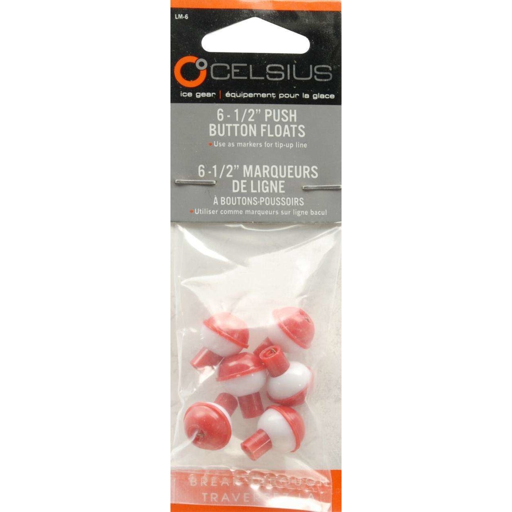 CELSIUS CEL 1/2" BUTTON FLOAT RED/WHT 6PK