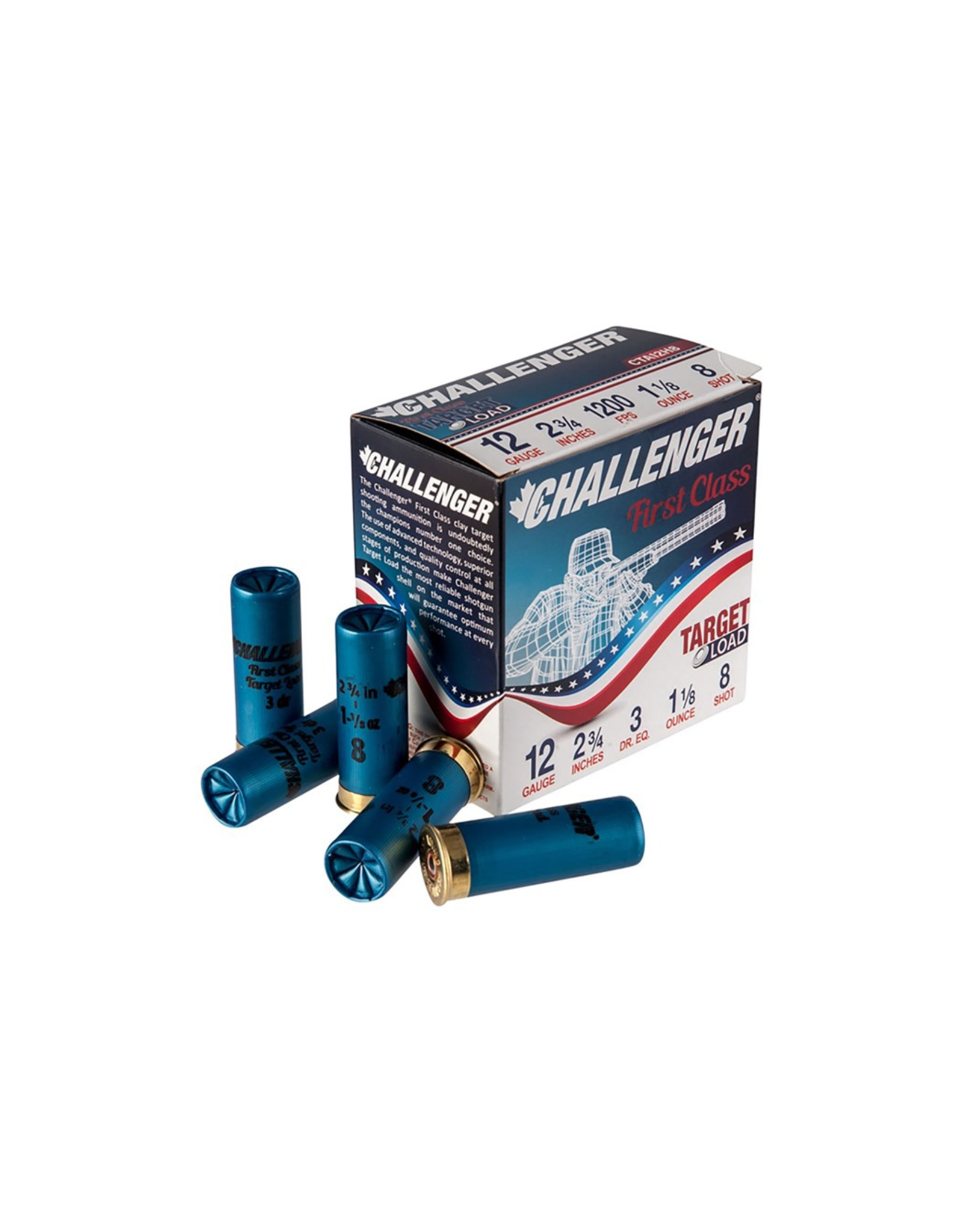 CHALLENGER CHAL TARGET LOAD 12GA 2-3/4" 1-1/8oz #8 (single)