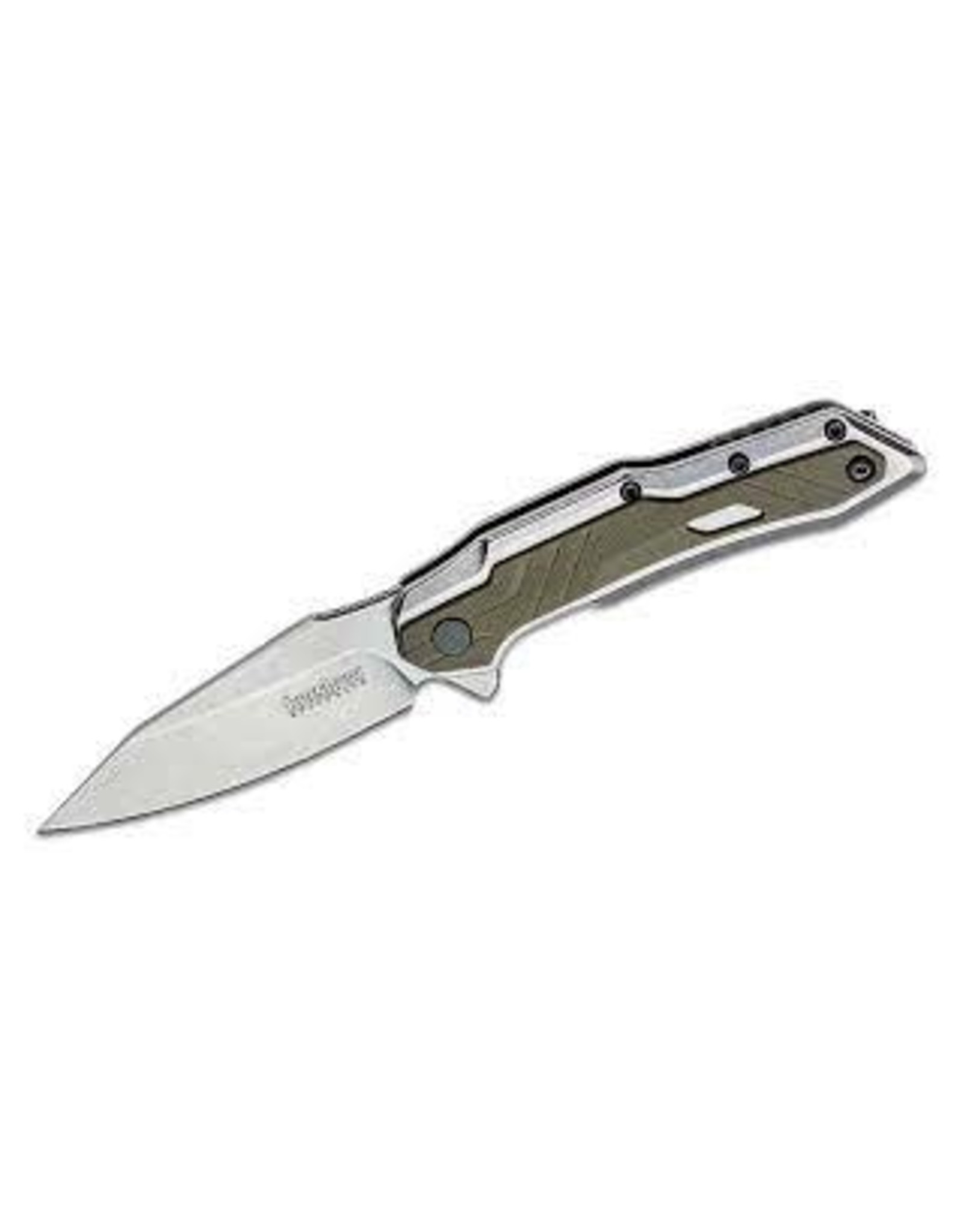 KERSHAW KER SALVAGE 3" STONEWASH/GREEN FOLD KNIFE
