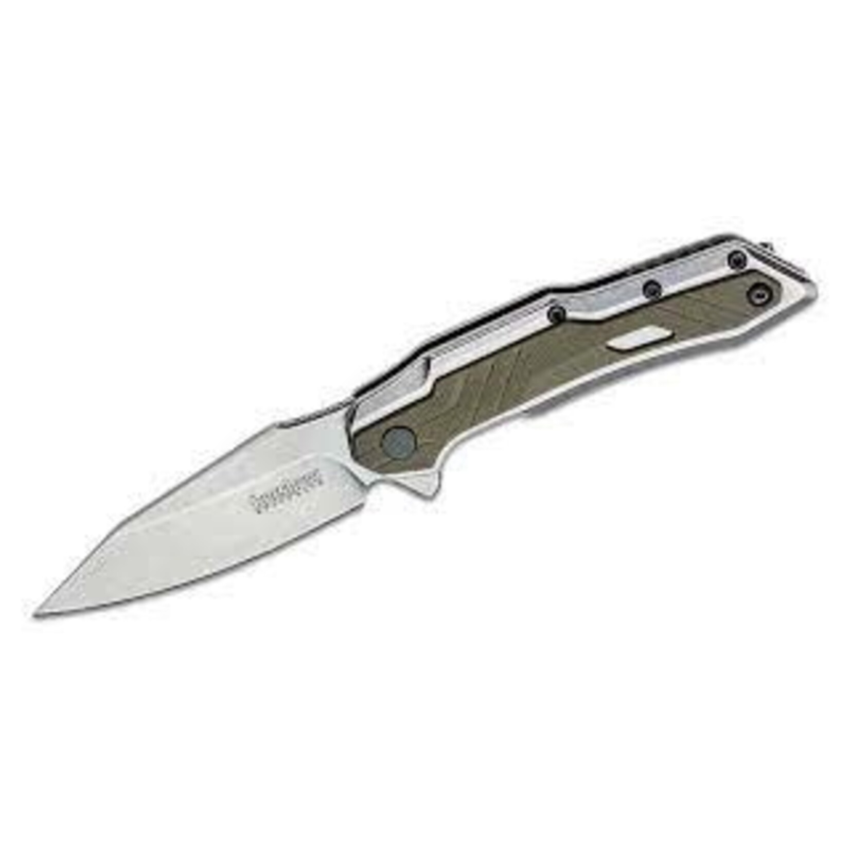 KERSHAW KER SALVAGE 3" STONEWASH/GREEN FOLD KNIFE