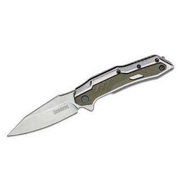 KERSHAW KER SALVAGE 3" STONEWASH/GREEN FOLD KNIFE