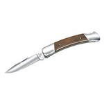 BUCK KNIVES BUCK SQUIRE FOLDING SS/RED WOOD NKIFE W/ LTHR SHEATH