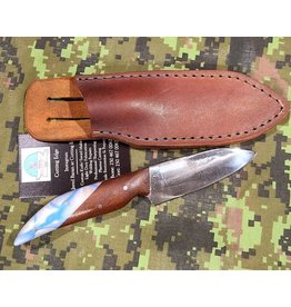 CUTTING EDGE CONSIGN CE BLUE MARBLE KNIFE W/ LEATHER SHEATH