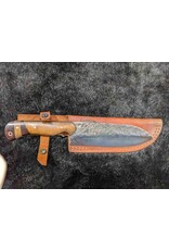 CUTTING EDGE CONSIGN CE CAMP KITCHEN FIXED WOOD KNIFE W/ LEATHER SHEATH