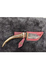 CUTTING EDGE CONSIGN CE DUCK HUNTING ANTLER FIXED W/ LEATHER SHEATH