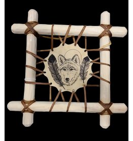 DRAWING BY STILES CONSIGN DEER RAWHIDE / SPRUCE FRAME "WOLF"