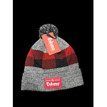ESKIMO ESK ALPINE KNIT  POM TOQUES/HAT GREY/RED PLAID