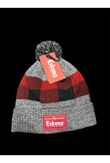 ESKIMO ESK ALPINE KNIT  POM TOQUES/HAT GREY/RED PLAID