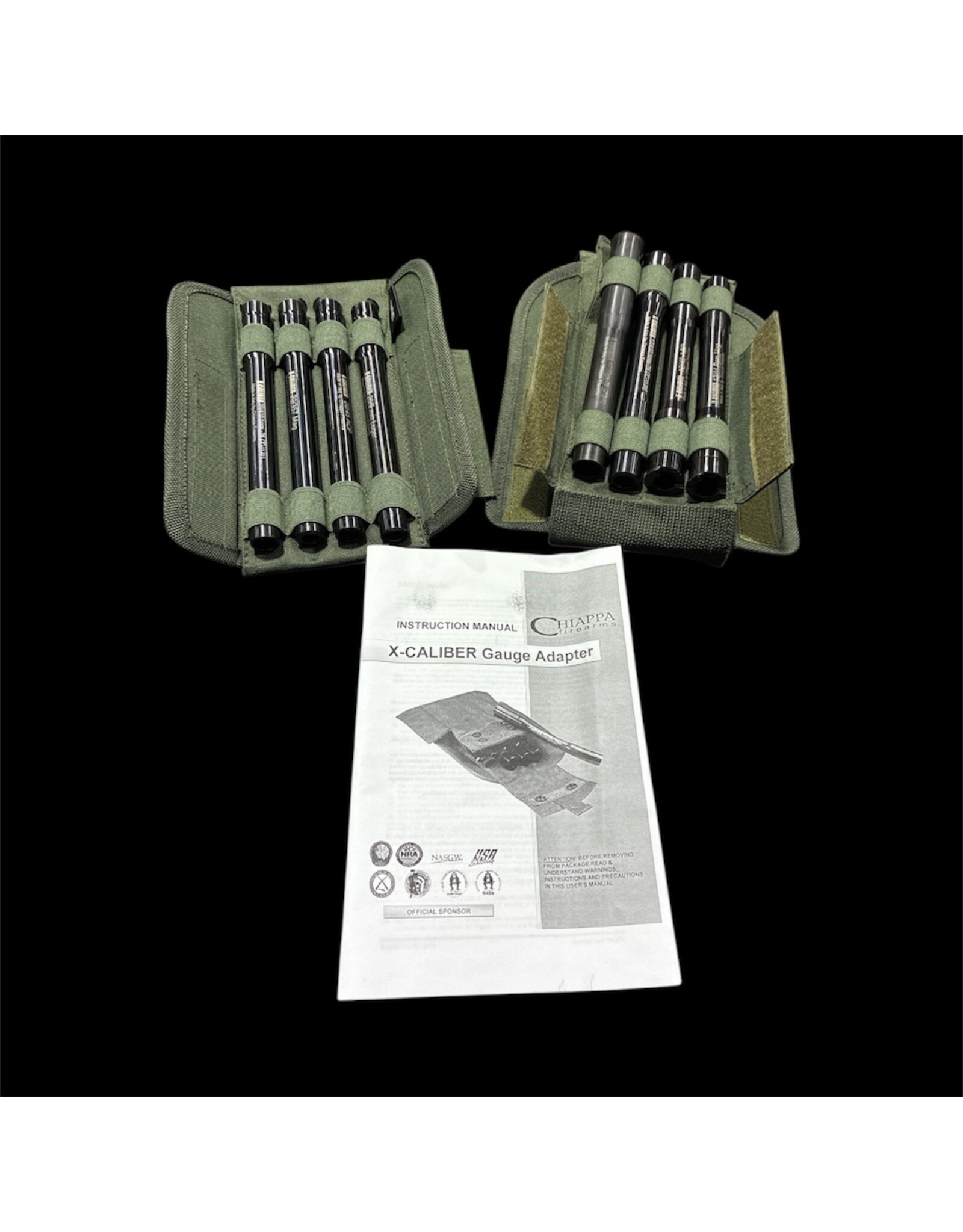 CHIAPPA CHIAP 20GA ADAPTER SET W/CASE , 4 INSERT (9MM / 357MAG / 45ACP / 410/45COLT)