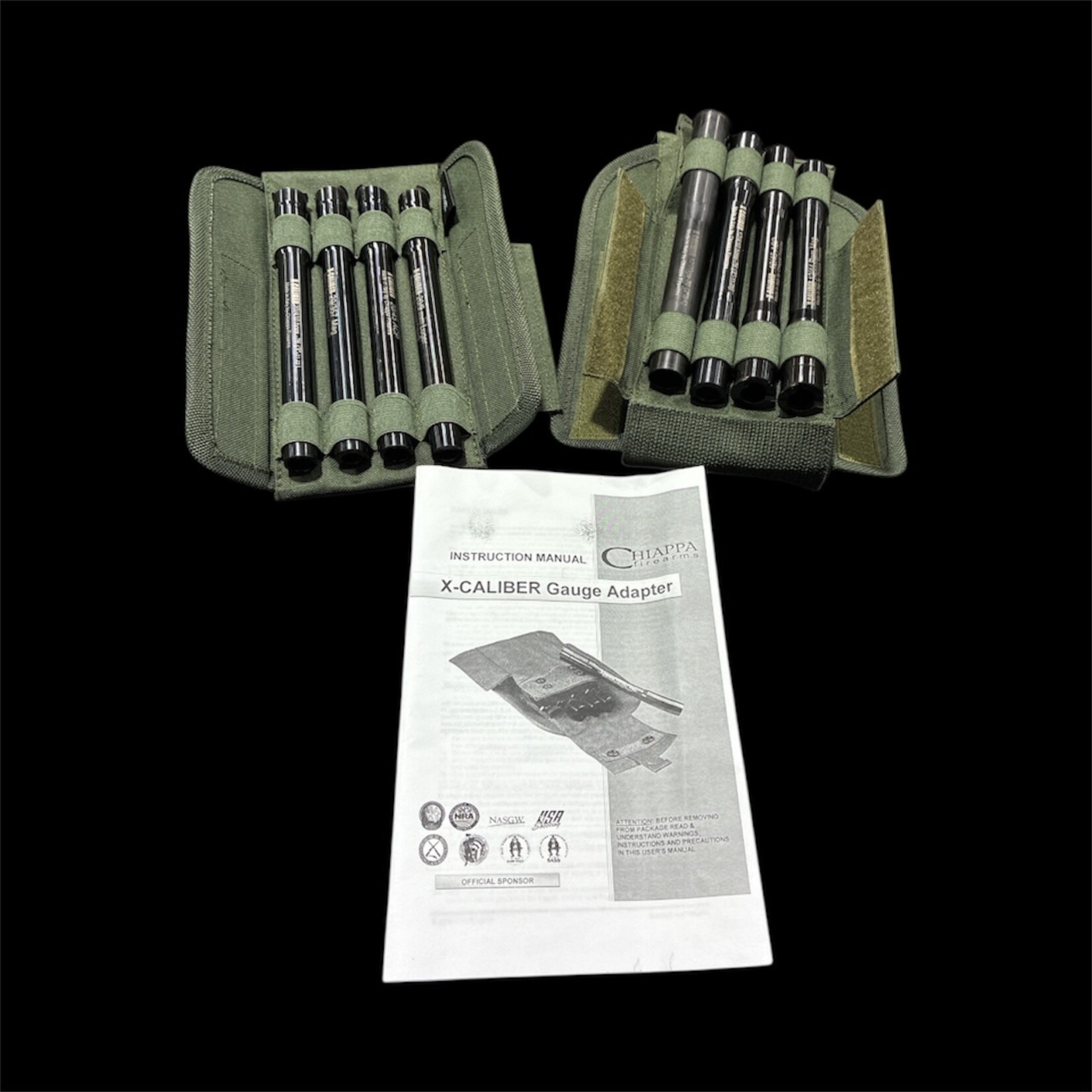 CHIAPPA CHIAP 20GA ADAPTER SET W/CASE , 4 INSERT (9MM / 357MAG / 45ACP / 410/45COLT)